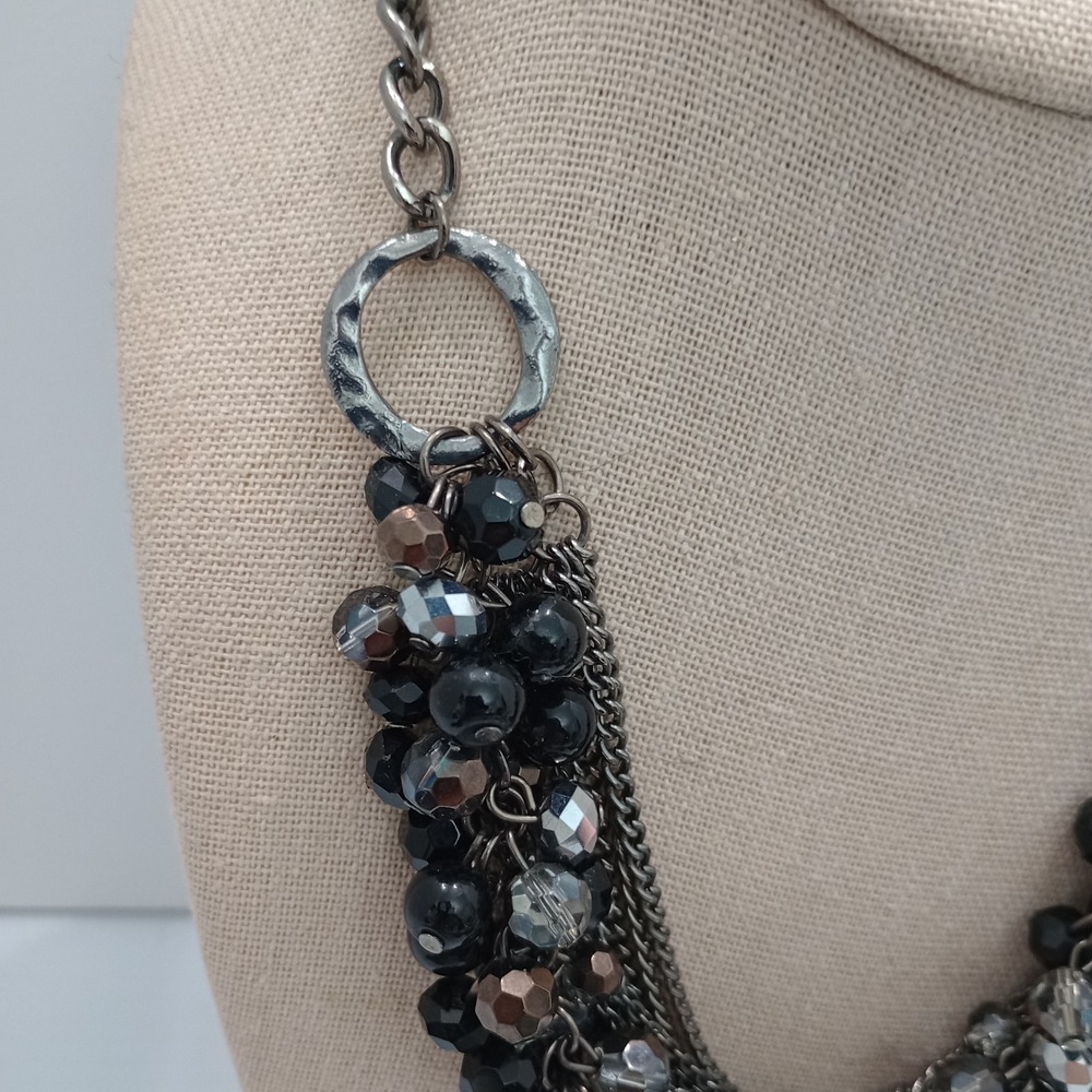 JJ Jonette Gunmetal Multi Strand Beaded Statement Necklace 20" - Picture 4 of 8